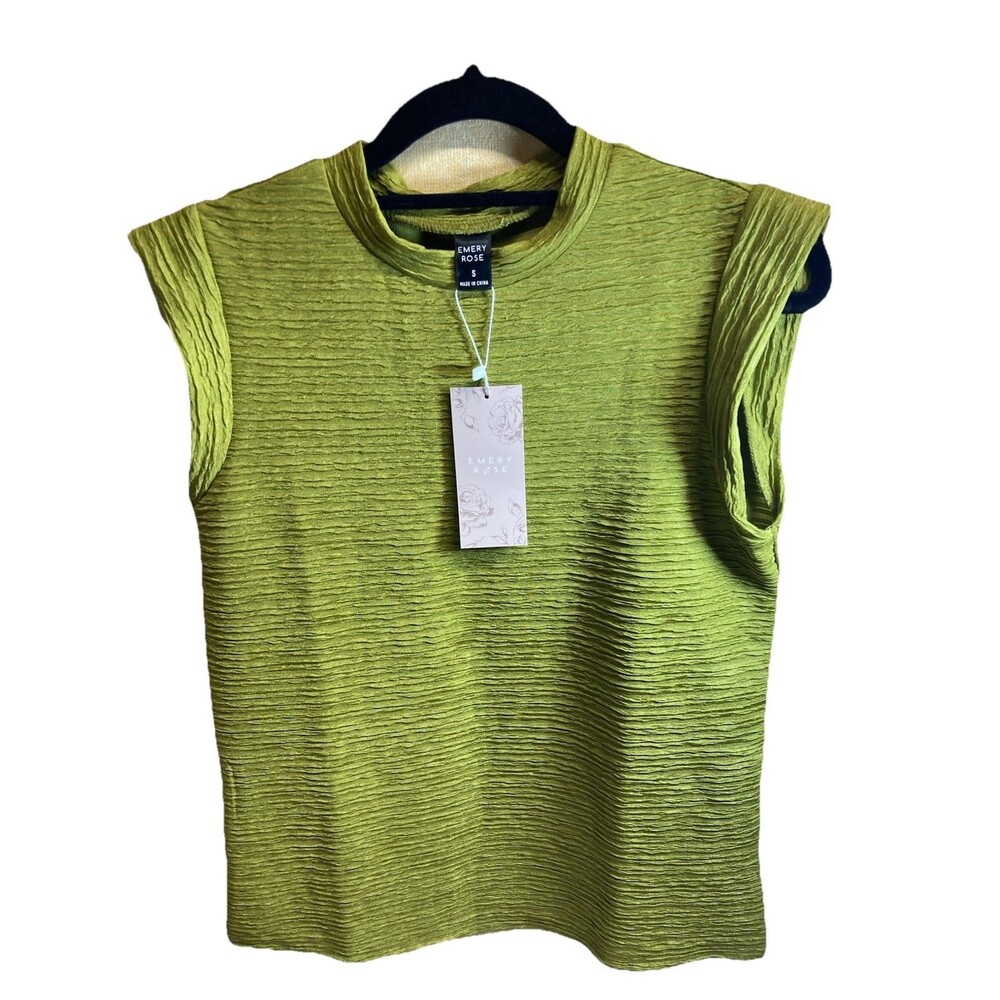 Emery Rose Green Ribbed Sleeveless Basic Blouse Women's Size S
